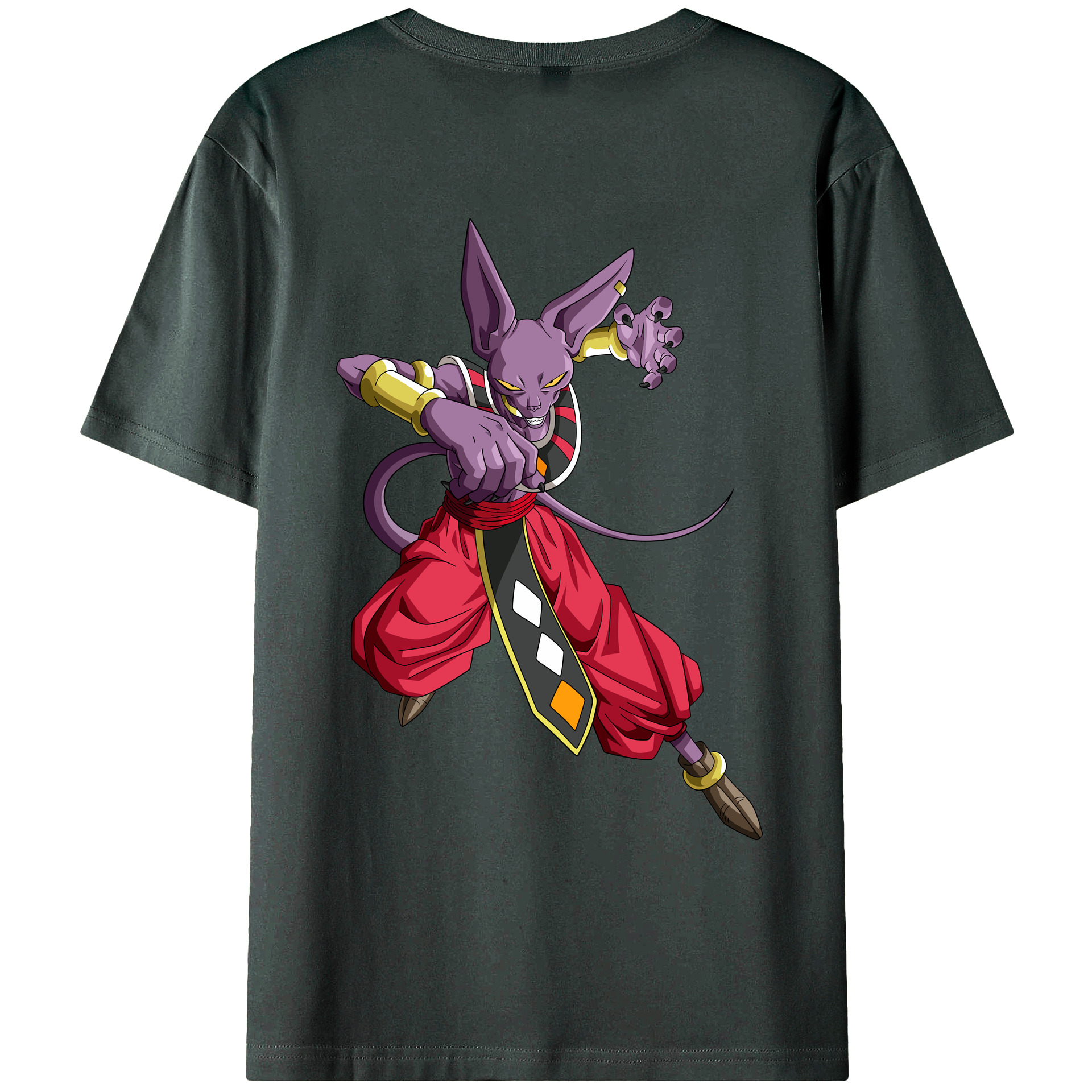 （画像用） ドラゴンボール ビルス 破壊神ビルス DRAGON BALL Beerus Birusu 綿100％ メンズ半袖Tシャツ（バックプリント） 通気性